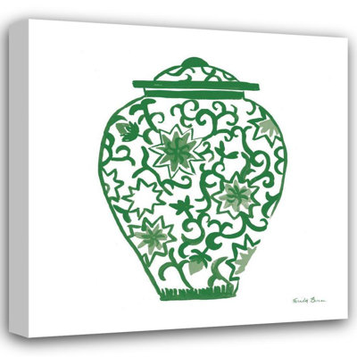 Toile tendue avec châssis Charlton Home® Zaman, Farida, titrée: Chinoiserie III - vert