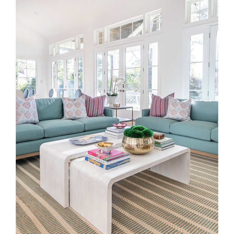 Jute & Wool Striped Rug, Sea Blue, 8' x 10'