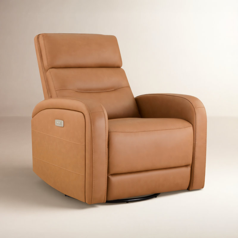 Ramesh Wyat Sia Geniune Leather Swivel Power Recliner(Set of 2), Tan