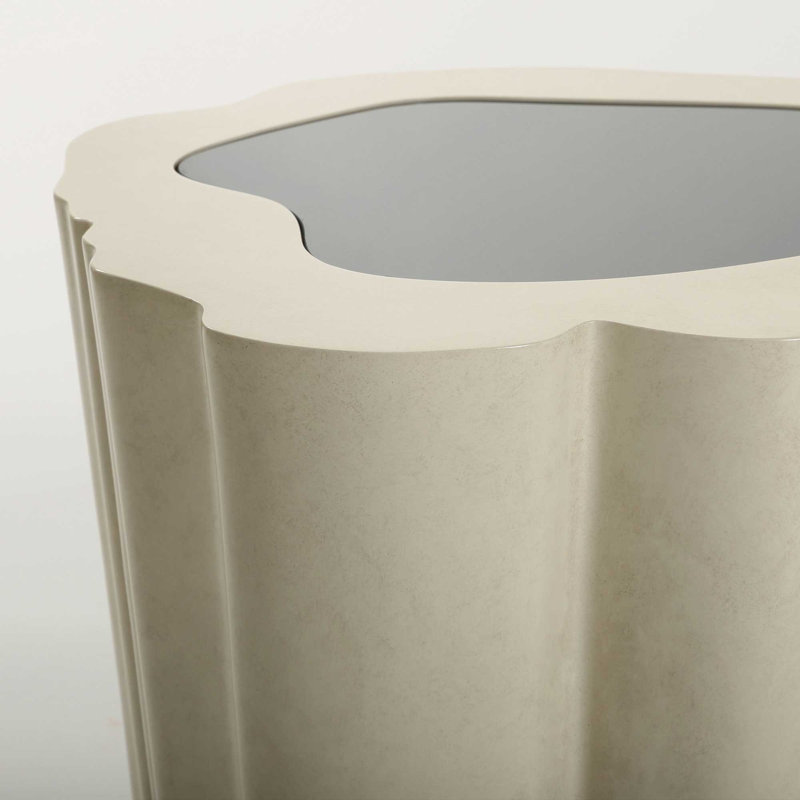 Amorphous Side Table W/Glass Top, White