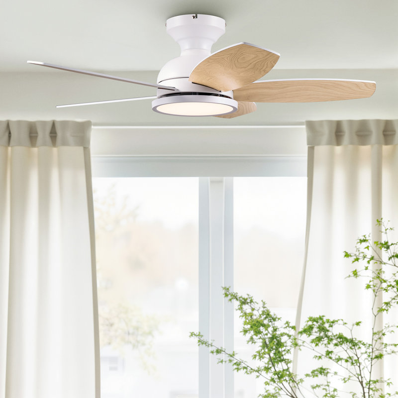 Ventilateur de plafond encastré moderne 36 "avec lumières DEL et télécommande, Blanc