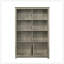 Bibliothèque élégante avec portes d'armoire, rangement spacieux et finition noyer pour un décor moderne.