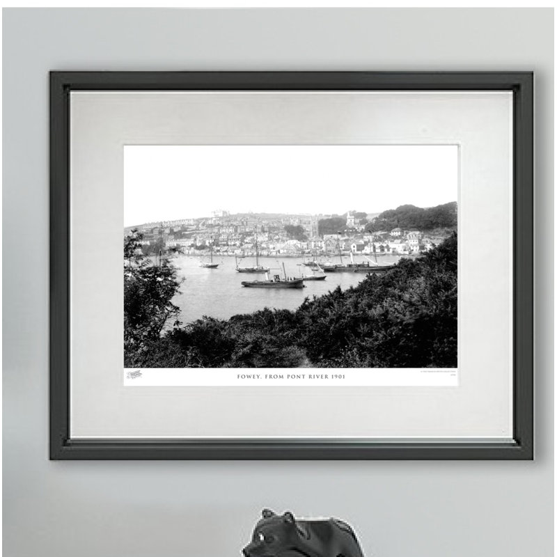 Fowey, From Pont River 1901 - Single Picture Frame Print, 28cm H x 36cm W x 2.3cm D