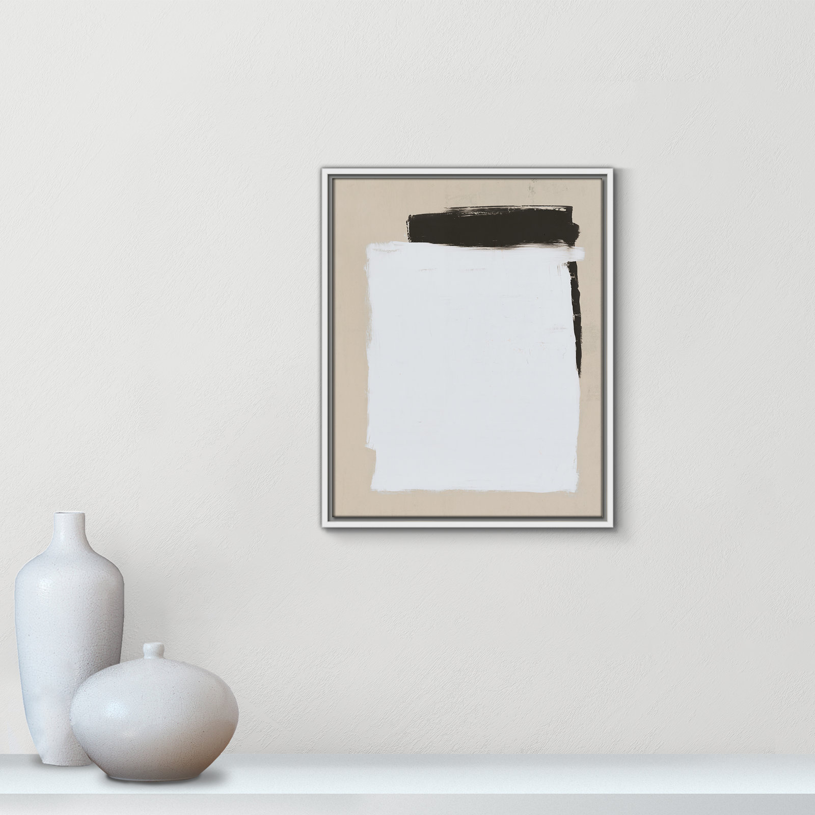 Two Mirrors, 21.5" H x 17.5" W, Framed Canvas, White