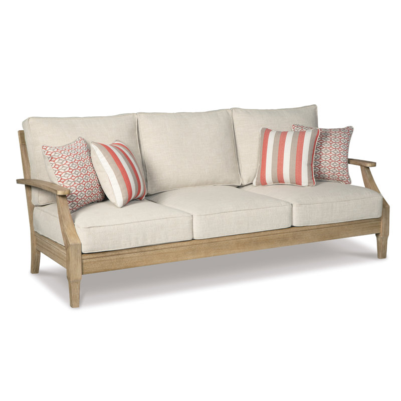Arikka 81'' Wide Straight Eucalyptus Patio Sofa with Cushions