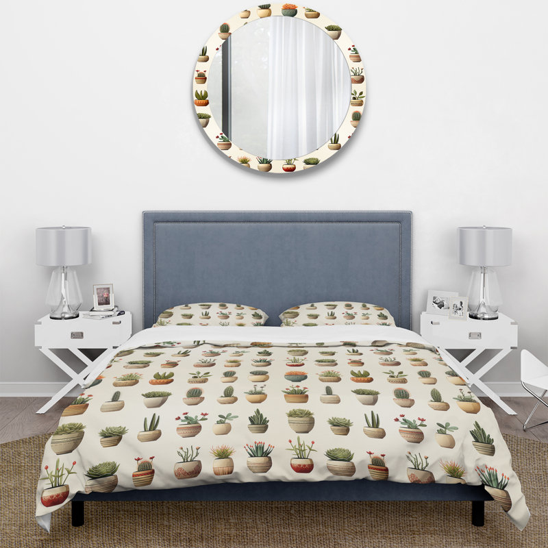 Literie pour plantes grasses minimalistes, Housse de couette pour très grand lit et 2 très