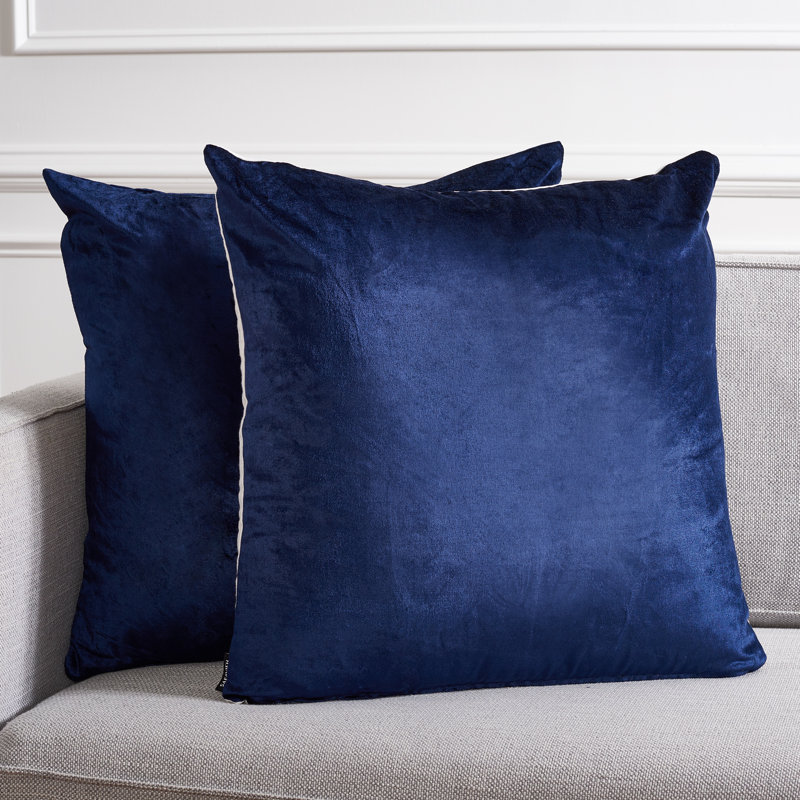 Cotton Blend Throw Pillow, 22" H x 22" W, Navy