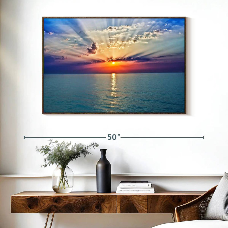 Golden Vanna Sunrise, Cadre flottant en noyer, 40 po x 27 po