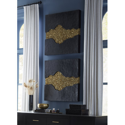 Geode Texture Panel Black and Gold