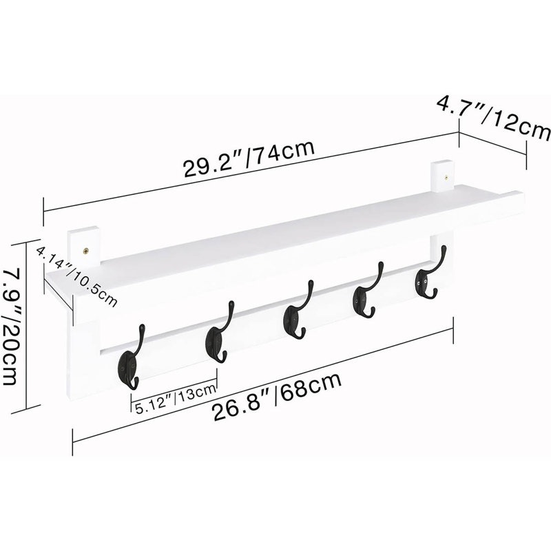 Wall 5 - Hook Coat Rack, White/Black