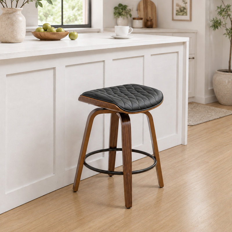 Tabourets de bar pivotants en similicuir Gerald, BLACK, 30.12"