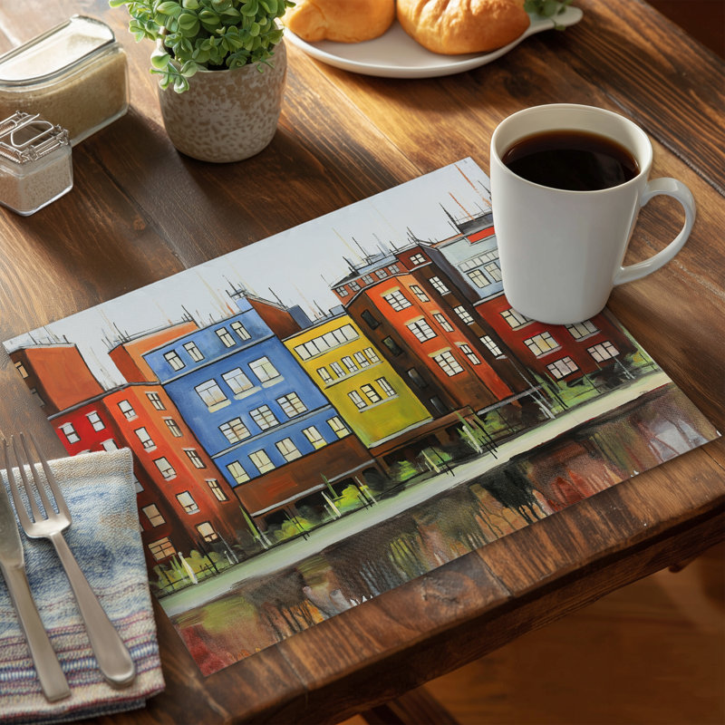 Boston Colorful Buildings Polyester Placemat - Home Decor