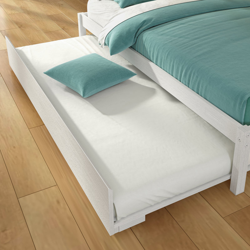 Bear Bunk Bed with Trundle, Brushed White, Twin/Full