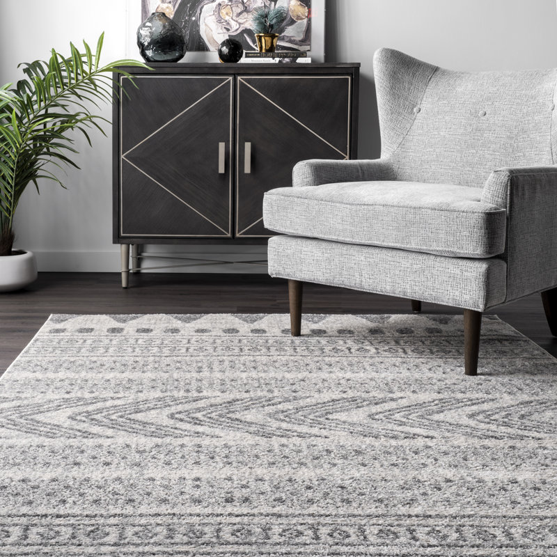 Tapis géométrique gris Berger, Carré 6 pi