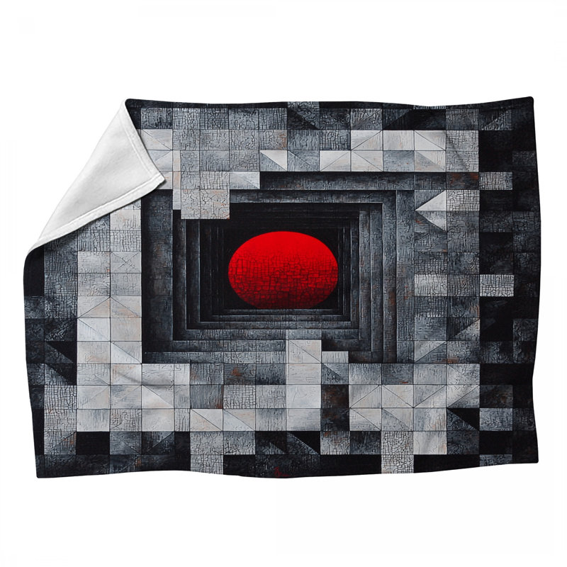Abstract Cube Fleece Throw Blanket - Optical Throws for Sofas or Beds, 60" W x 80" L