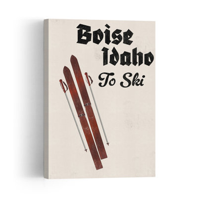 Vintage Boise Idaho Skis Retro Vintage Abstract Mountain Winter Wall Art Print