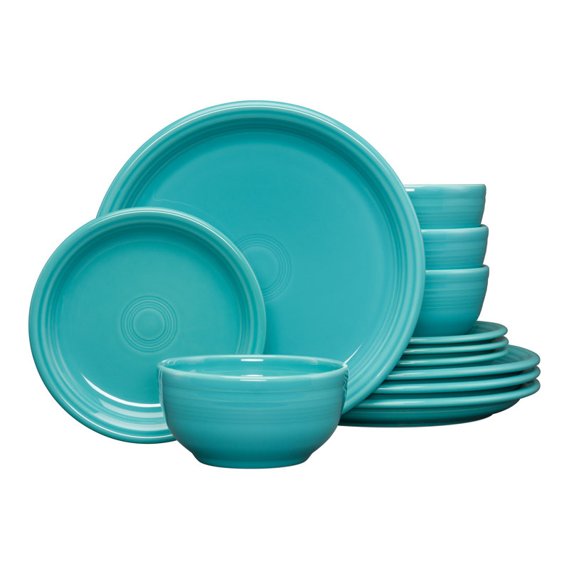 Fiesta Bistro Coupe 12-Piece Dinnerware Set, Service for 4, Turquoise