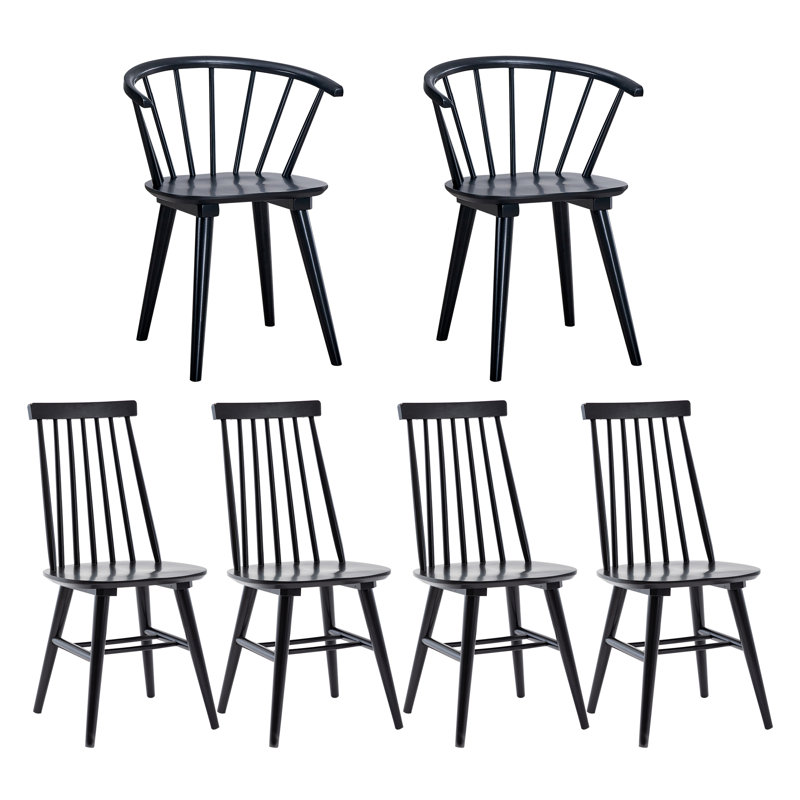 Black Solid Wood Mixed Back Spindle Dining Chair Set