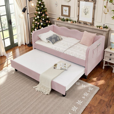 Lit de jour convertible simple / double 3 en 1 avec lit gigogne et rangement, canapé-lit peu encombrant pour les petites pièces