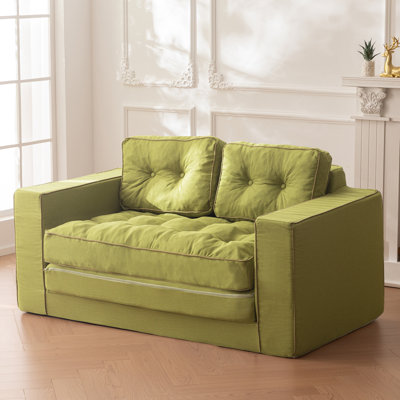 Vintage 3-in-1 Chenille Convertible Bean Bag Sofa Bed with High-Density Foam, Loveseat Sofa with Removable Cover