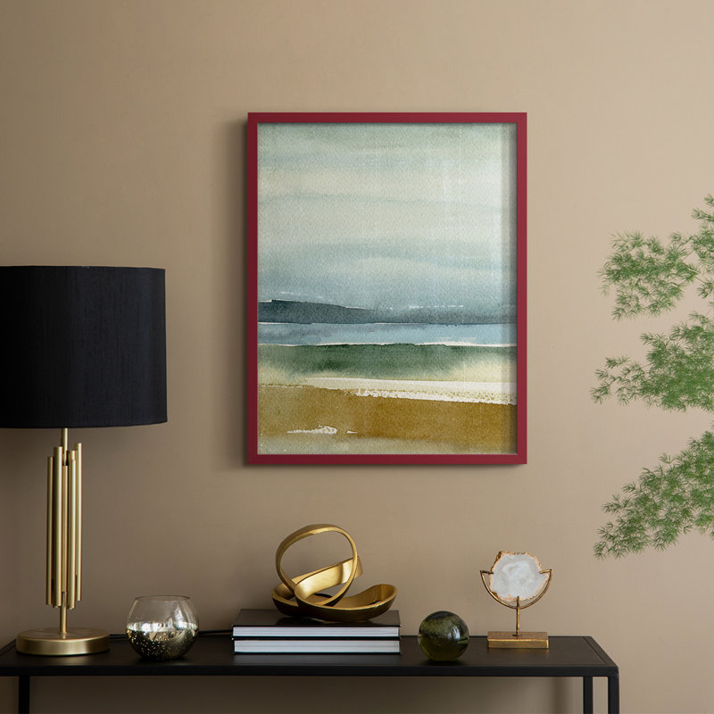 Ochre Perspectives II, reproduction encadrée - bois massif, H 15 po x l 12 po, Rouge