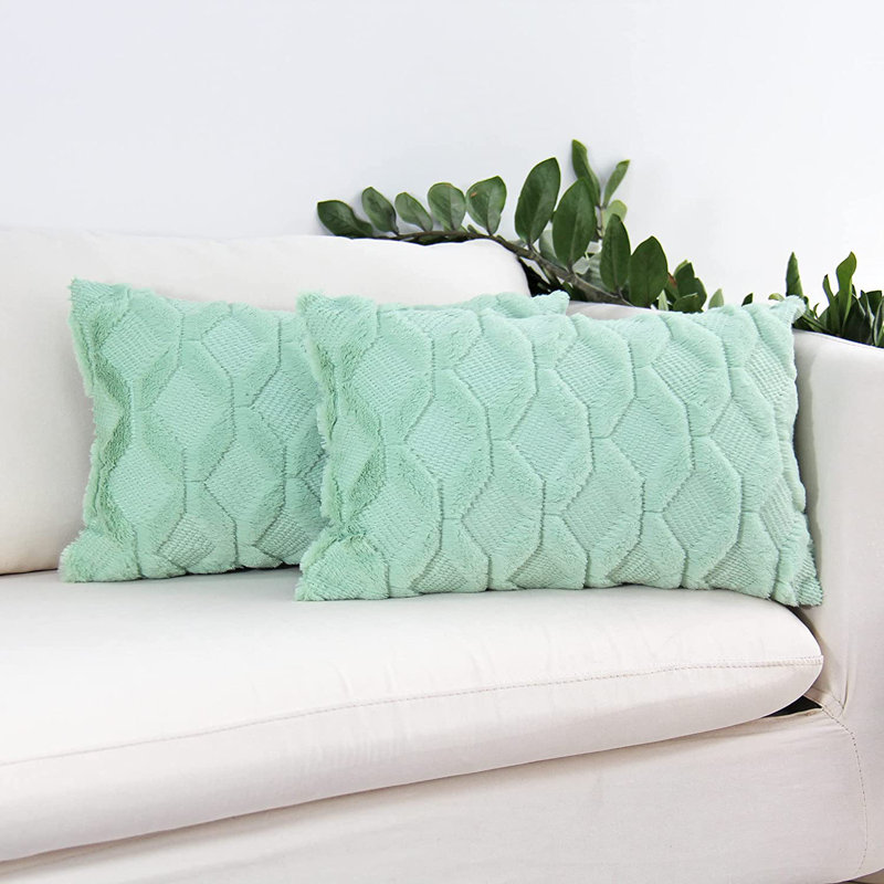 Ensemble de 2 coussins décoratifs rectangulaires (livrés avec 330 g chacun) de taille 12 po x 20 po , H 12 po x l 20 po, Vert