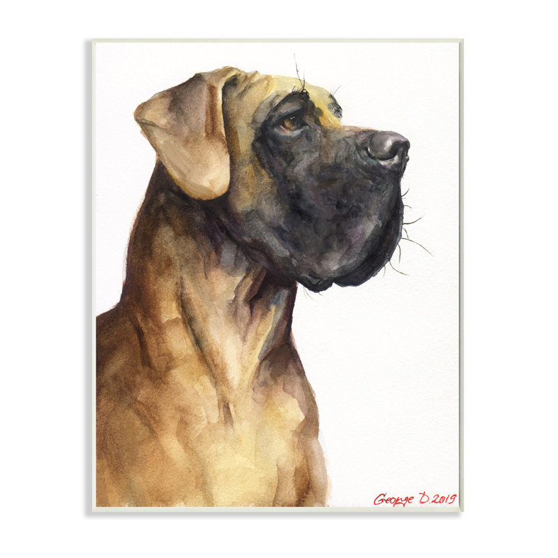 Grand danois, animal de compagnie, portrait, pose forte, H 15 po x l 10 po, Plaque en bois