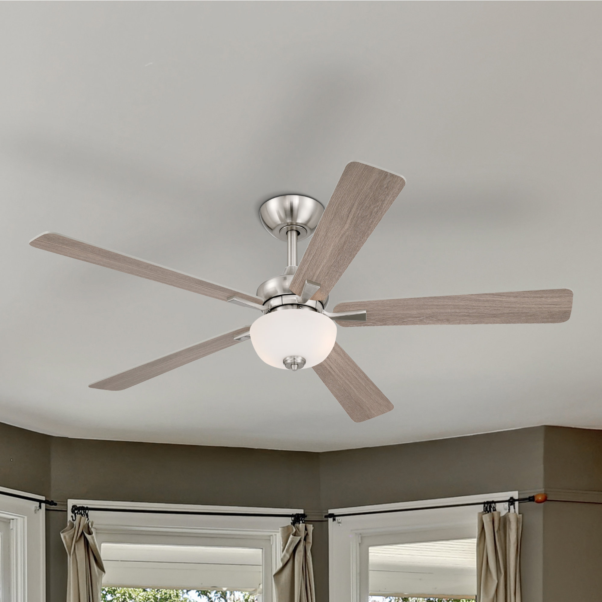 Ebern Designs Dines 52 in. Indoor Brushed Nickel Transitional Ceiling ...