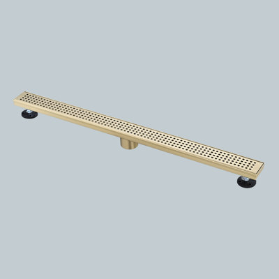 Linear Shower Drain With Quadrato Pattern Grate,304 Stainless Steel Rectangle Shower Floor Drain,With Leveling Feet,Hair Strainer