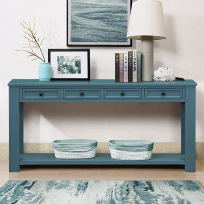 Desinae 63" Console Table Sofa Table with Storage Drawers and Bottom Shelf for Entryway Hallway