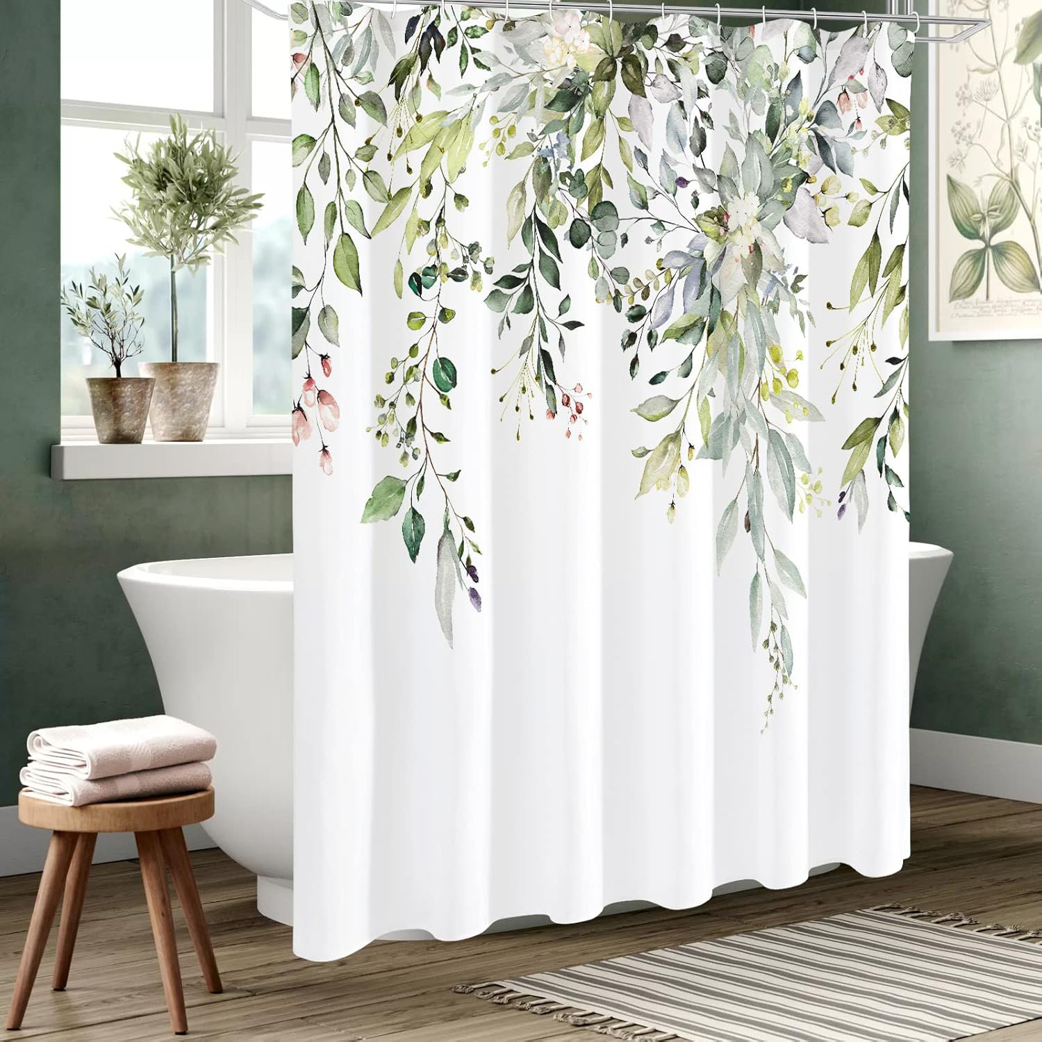 East Urban Home Extra Long Shower Curtain , Tall Floral Fabric Shower