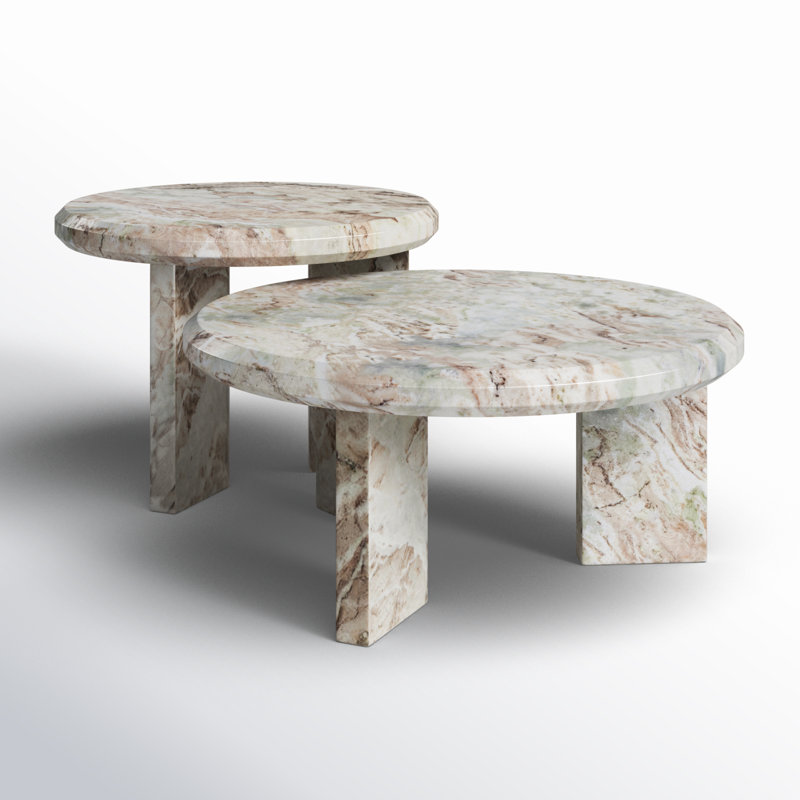 Dakota Nesting Coffee Table, Creamy Taupe Marble Solid