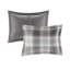 Édredon double / grand double - Tissu écossais gris et 2 taies décoratives assorties-118640944