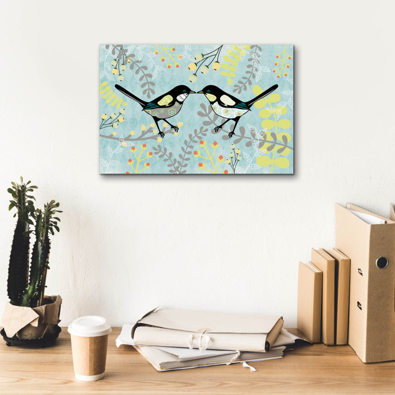 «Birds» par Erin Clark, art mural sur toile, H 12 po x l 18 po x P 0,75 po