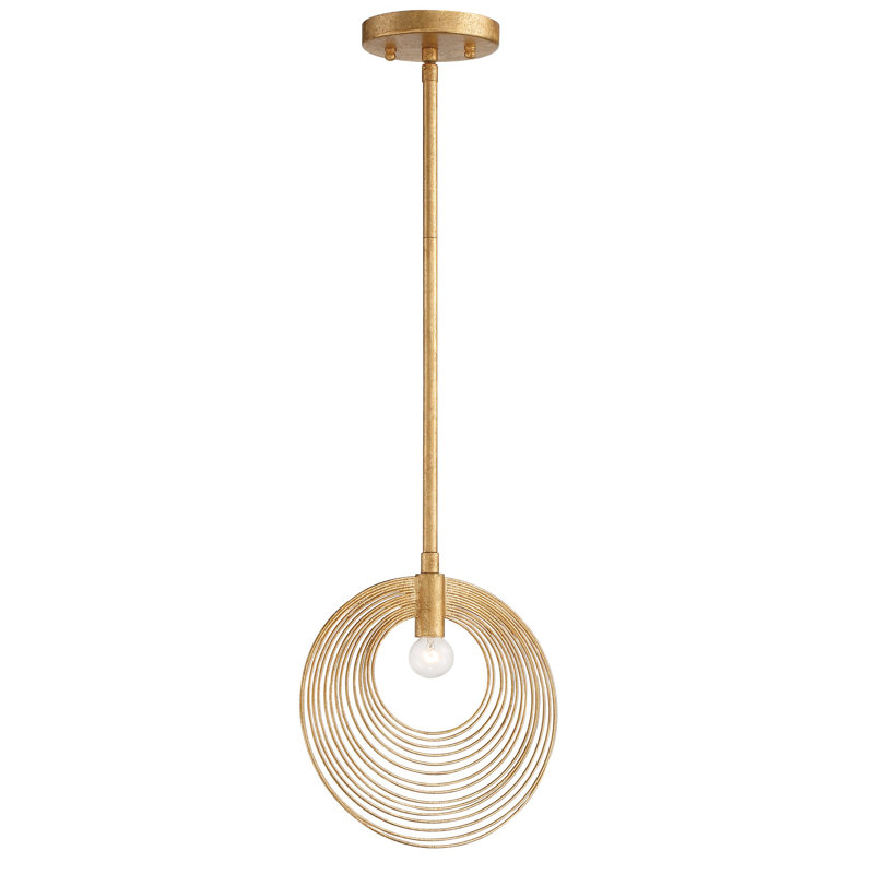 Luminaire suspendu géométrique 1 lumière Gagarin, H 11 po x l 10 po x P 2,3 po, Or renaissance