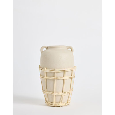 Natural Rattan Weaving Ceramic Vase