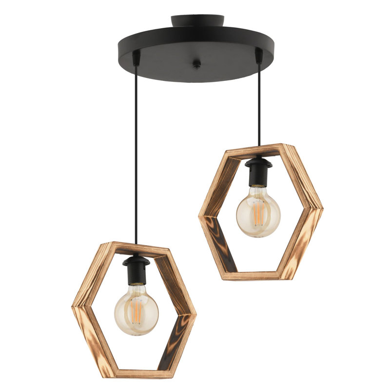 Lustre, Naturel, Noir, Deux lumières