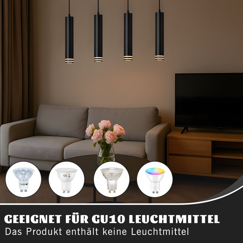 1 - Light Stainless Steel Cylinder Pendant, Black
