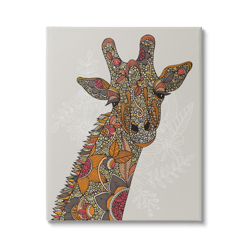 «Pleasant Giraffe Animal Intricate» par Valentina Harper - impression, H 40 po x l 30 po x P 1,5 po, Toile tendue