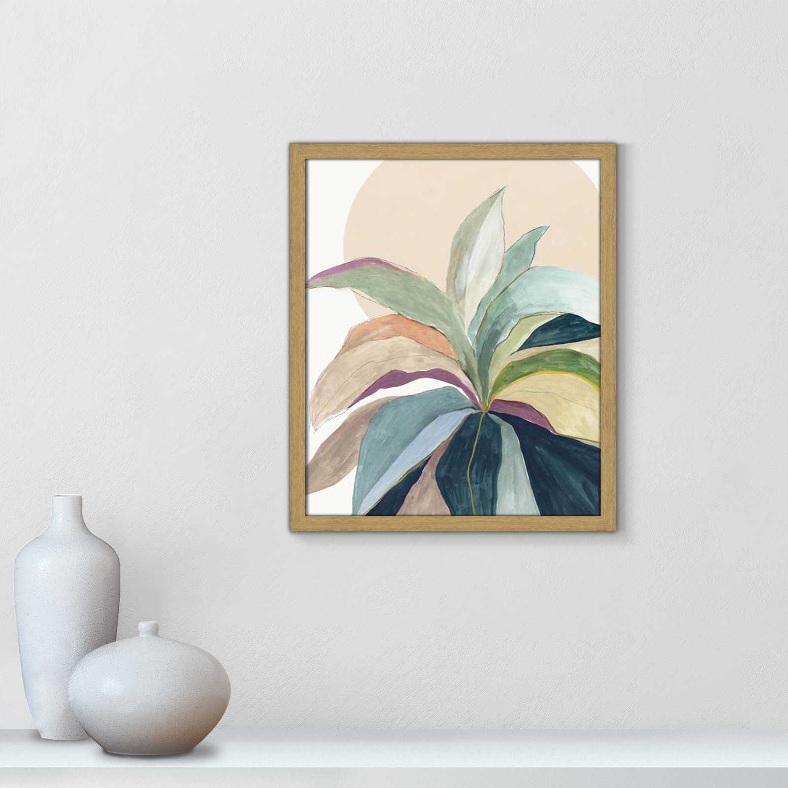 Sunny Bright Leaves II by Asia Jensen, 19" H x 16" W x 0.75" D, Natural Slim Unmatted Picture Framed