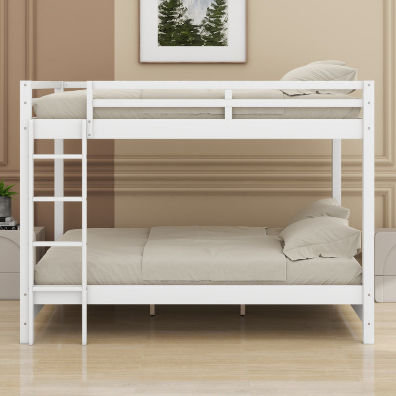 Lit superposé en bois avec échelle, Blanc