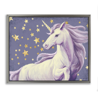 " Purple Unicorn In Starry Night Sky Space Fantasy " by Ziwei Li