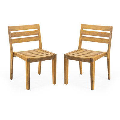 Chaise d'appoint d'extérieur en bois d'acacia, finition teck (ensemble de 2)