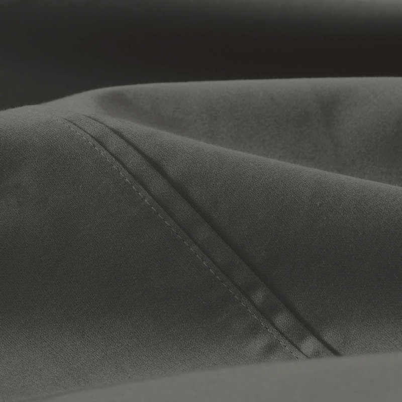 Ensemble de draps en coton uni 700 fils Pavo, Gris anthracite, Ensemble de draps très grand californien avec 2 t
