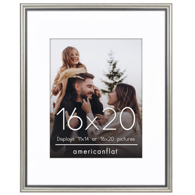 Vintage Picture Frame With Mat And Beaded Accents And Plexiglass Front Cover