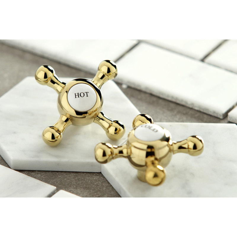 Kingston Brass Metropolitan Three-Handle 5-Hole Deck Mount Roman Tub Faucet with Hand Shower, Polished Brass