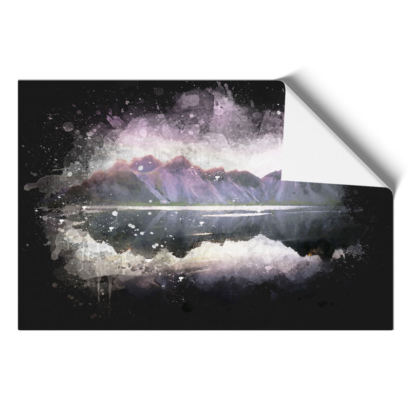 View of the Black Sand Beach Iceland Paint Splash - Frameless Print, 42cm H x 59cm W x 0.1cm D