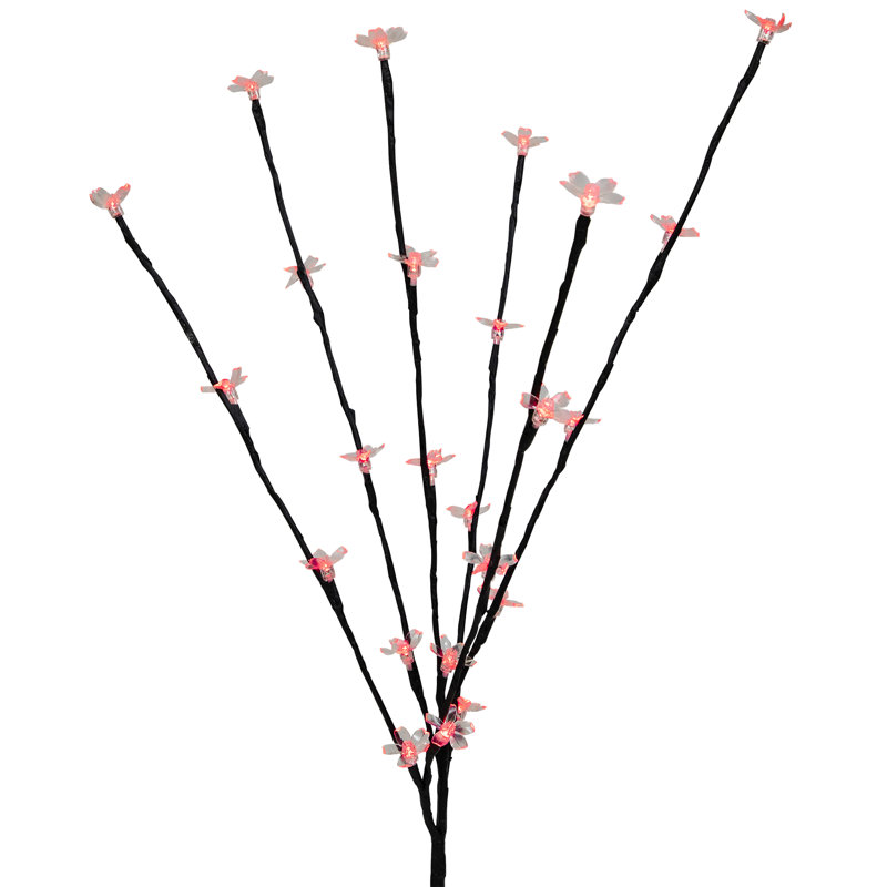 Pre-Lit Cherry Blossom Artificial Tree Branches 72 LED Lights, Red