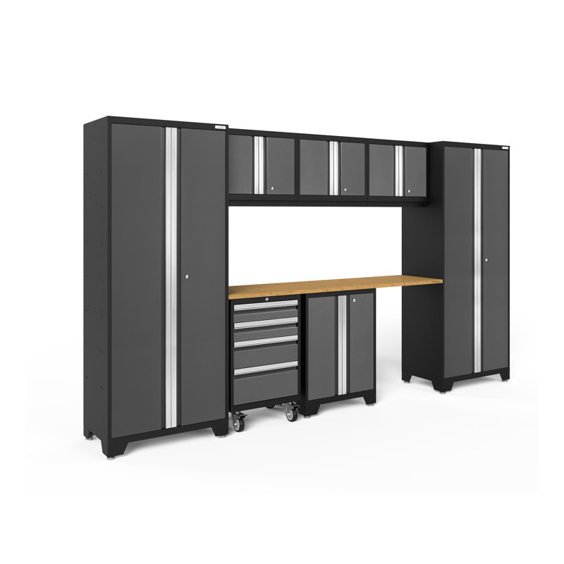 Armoire de rangement Bold Series, Gris, Bambou, Sept armoires