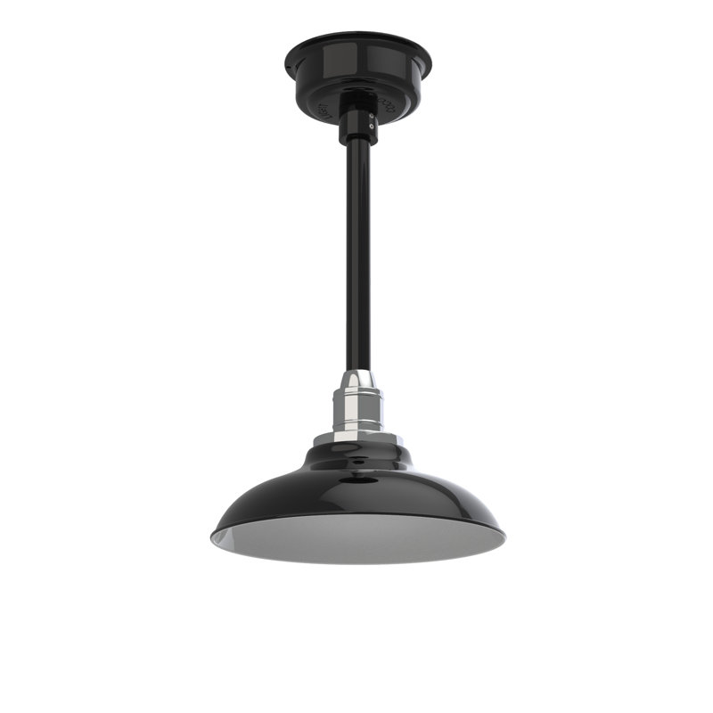 Luminaire suspendu 1 lumière del à simple dôme Ludwicka, H 48 po x l 12 po x P 12 po, Noir
